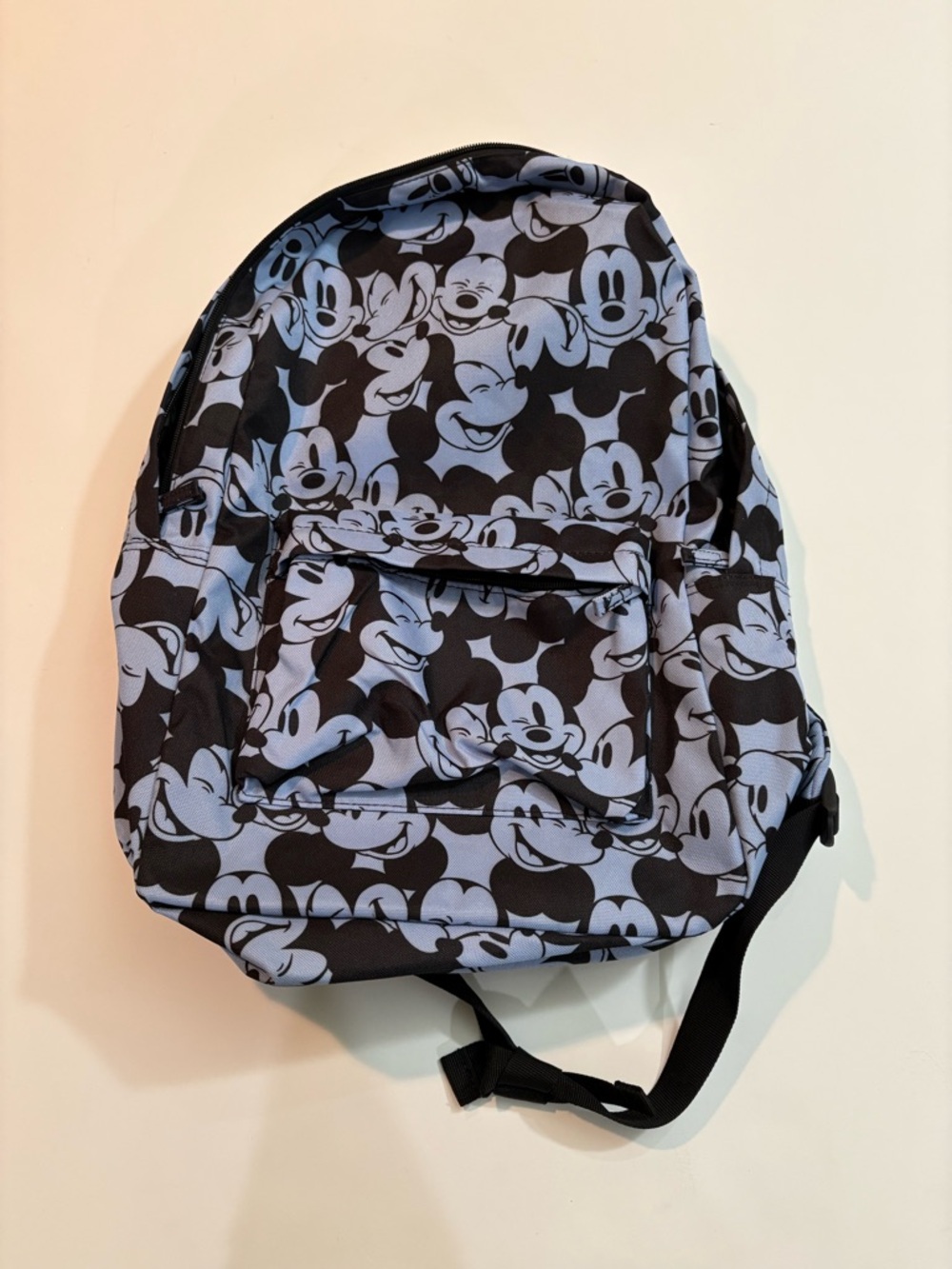 Mickey Mouse Expressions Print Black & Light Blue Backpack - Unbranded